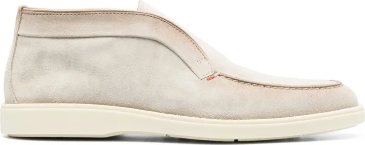 Tonal-Stitching Leather Boots