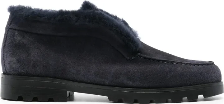 Tonal-Stitching Leather Loafers