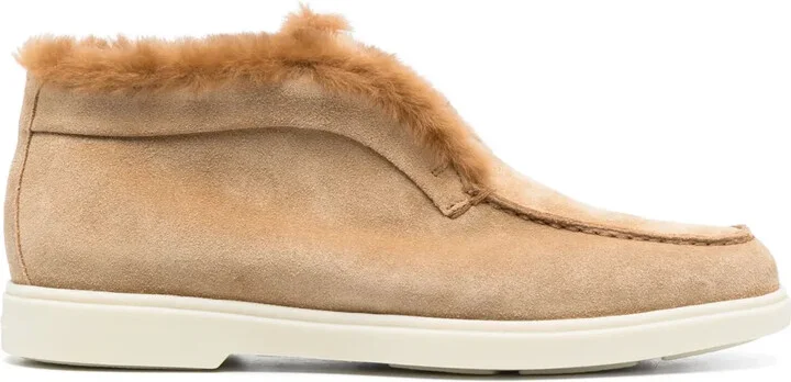 Tonal-Stitching Leather Loafers