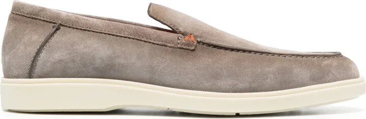 Tonal-Stitching Leather Loafers