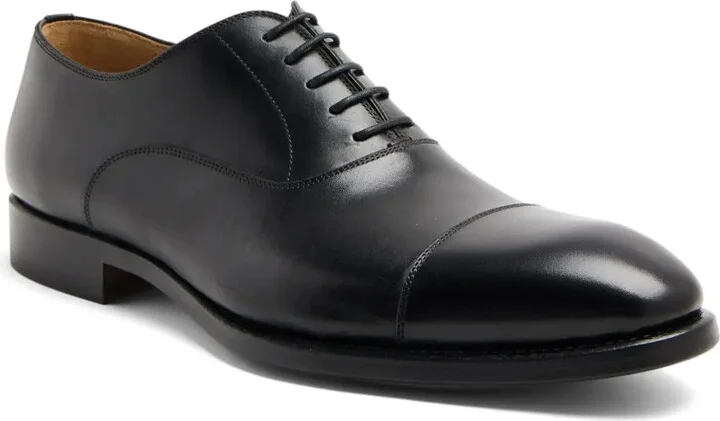 Tonal-Stitching Leather Oxford Shoes - Image 2