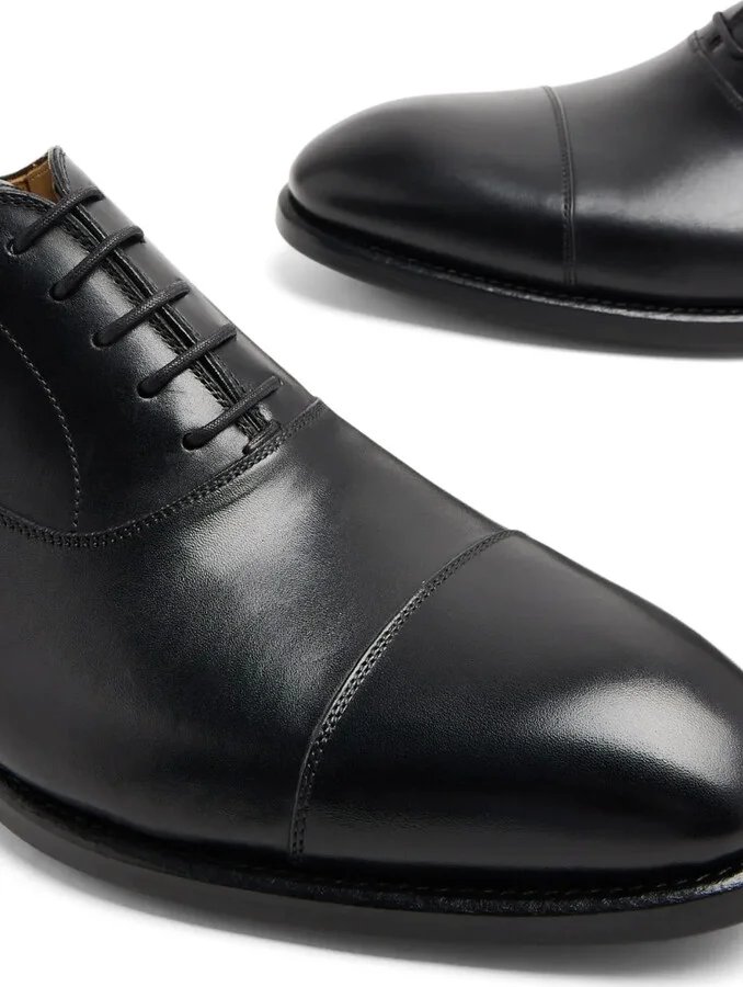 Tonal-Stitching Leather Oxford Shoes - Image 4