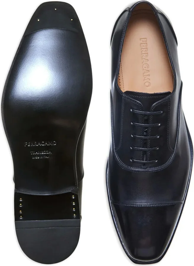 Tonal-Toecap Leather Oxford Shoes - Image 4