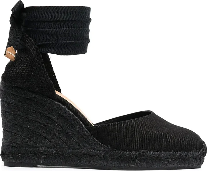 Tonal Wedge-Heeled Espadrille With Ankle Ties