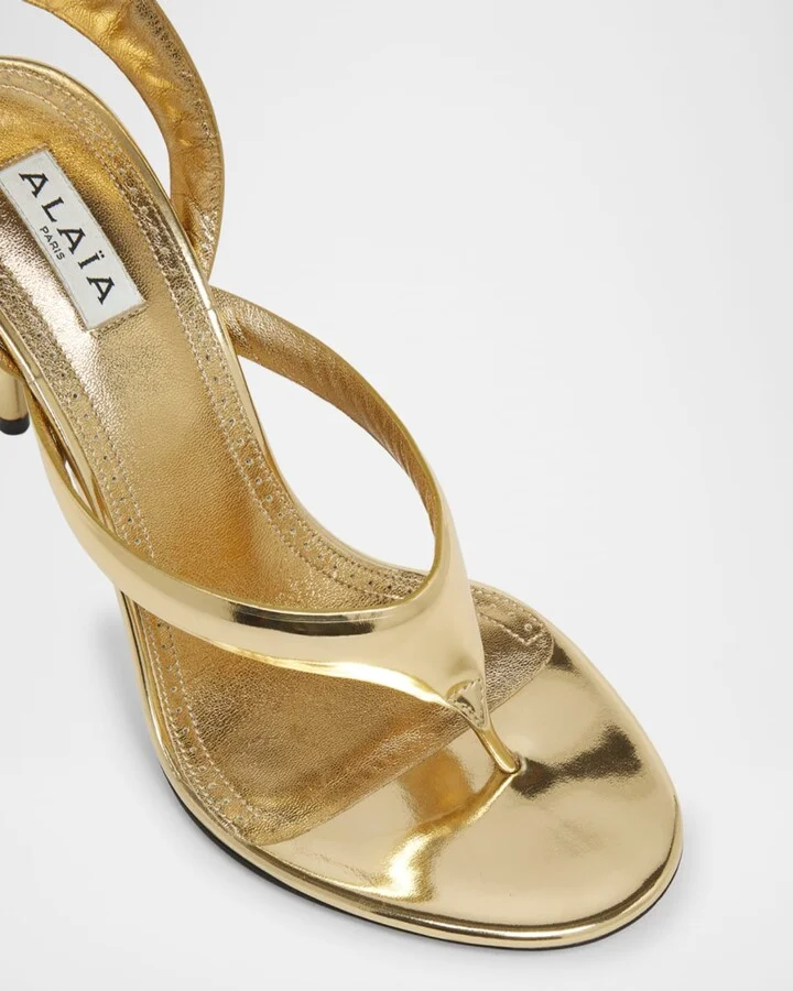 Tong Metallic Leather Sandals - Image 4