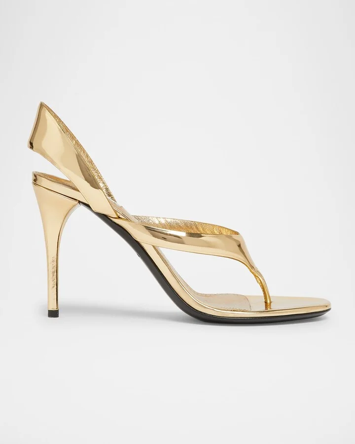 Tong Metallic Leather Sandals