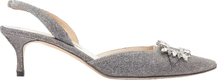 Tonoslac metallic fabric buckle sling heels