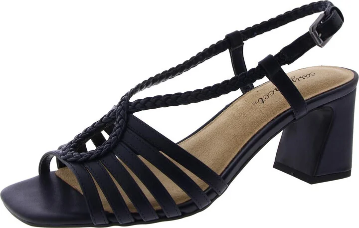 Topaz Womens Faux Leather Ankle Strap Heels