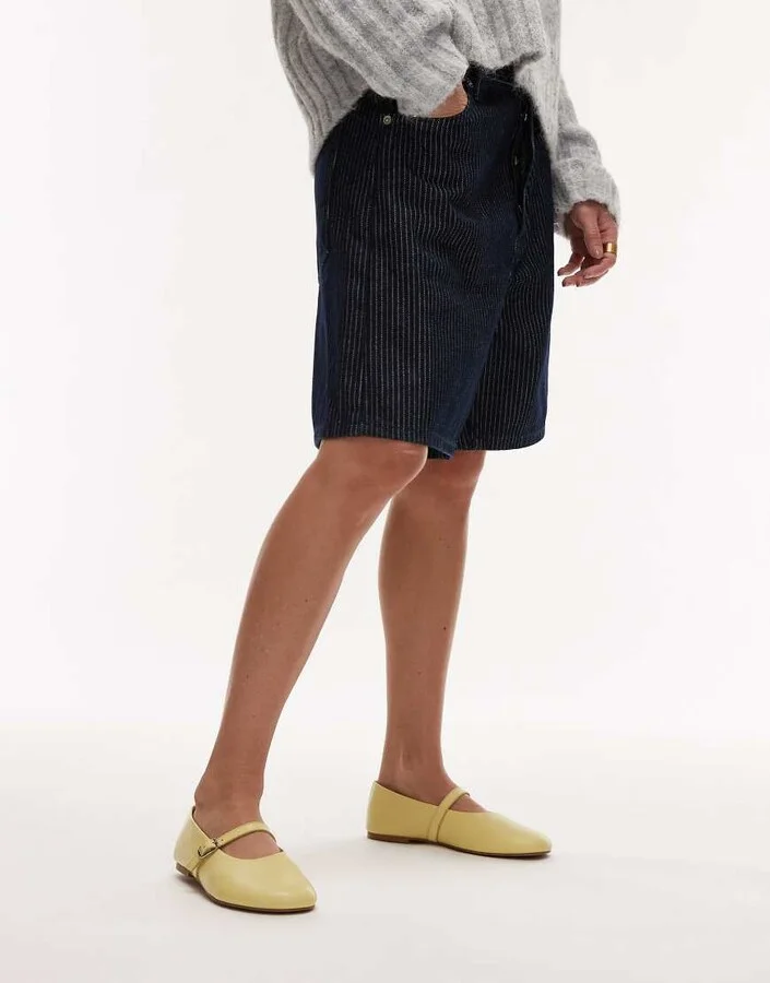 Topshop Ash real leather ruched ballet flat shoes with buckle in pale yellow - Image 4
