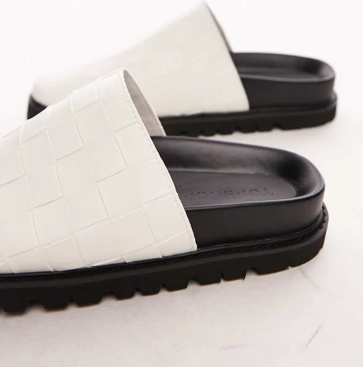 Topshop Beau woven mules in white - Image 3