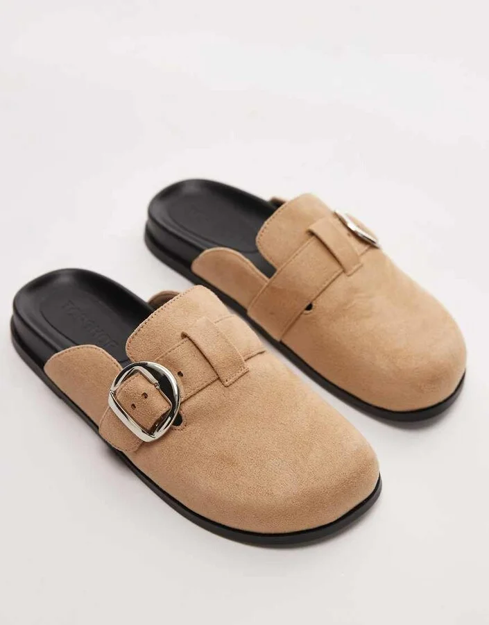 Topshop Beck clog in tan suede - Image 2