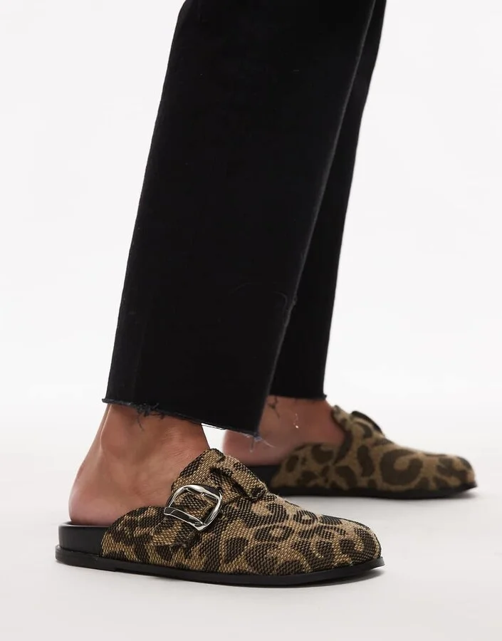 Topshop Beck clogs in leopard print