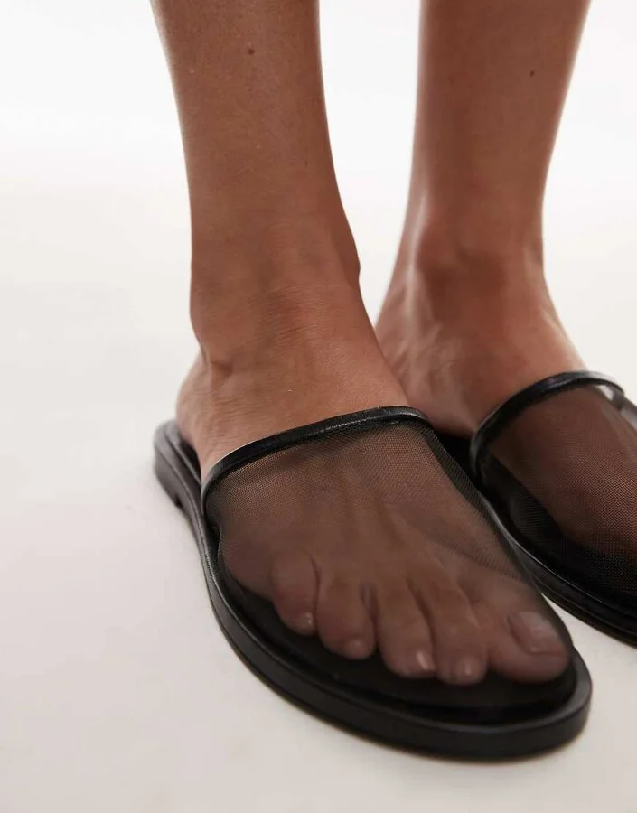 Topshop Bella mesh mules in black - Image 3