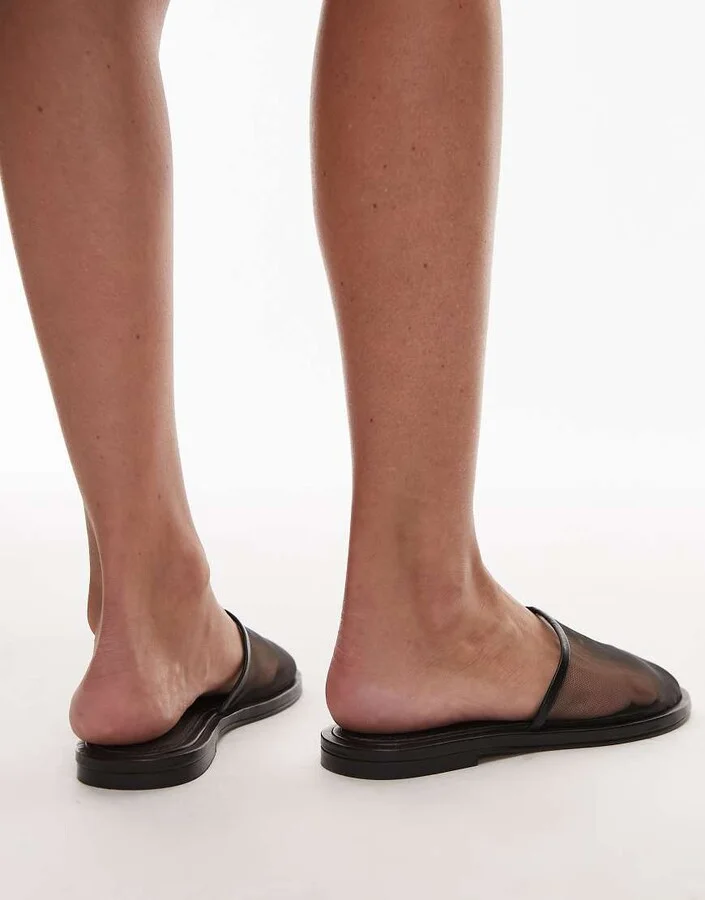 Topshop Bella mesh mules in black - Image 4