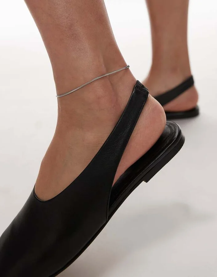 Topshop Brit leather slingback ballet flats in black - Image 2
