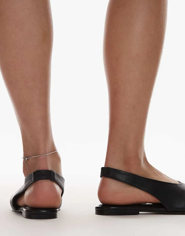 Topshop Brit leather slingback ballet flats in black - Image 4