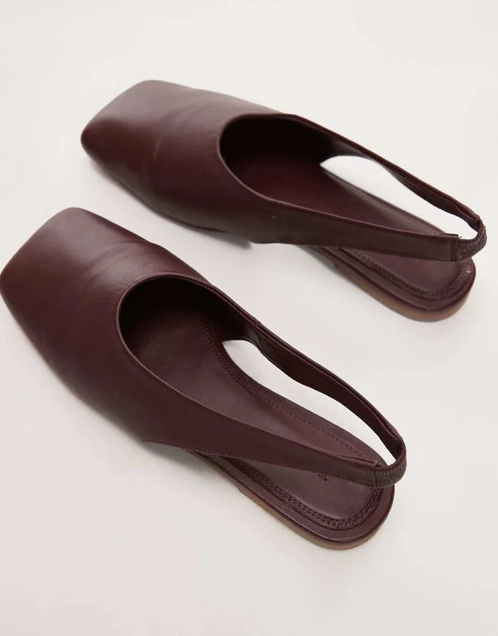 Topshop Brit leather slingback ballet flats in burgundy - Image 2