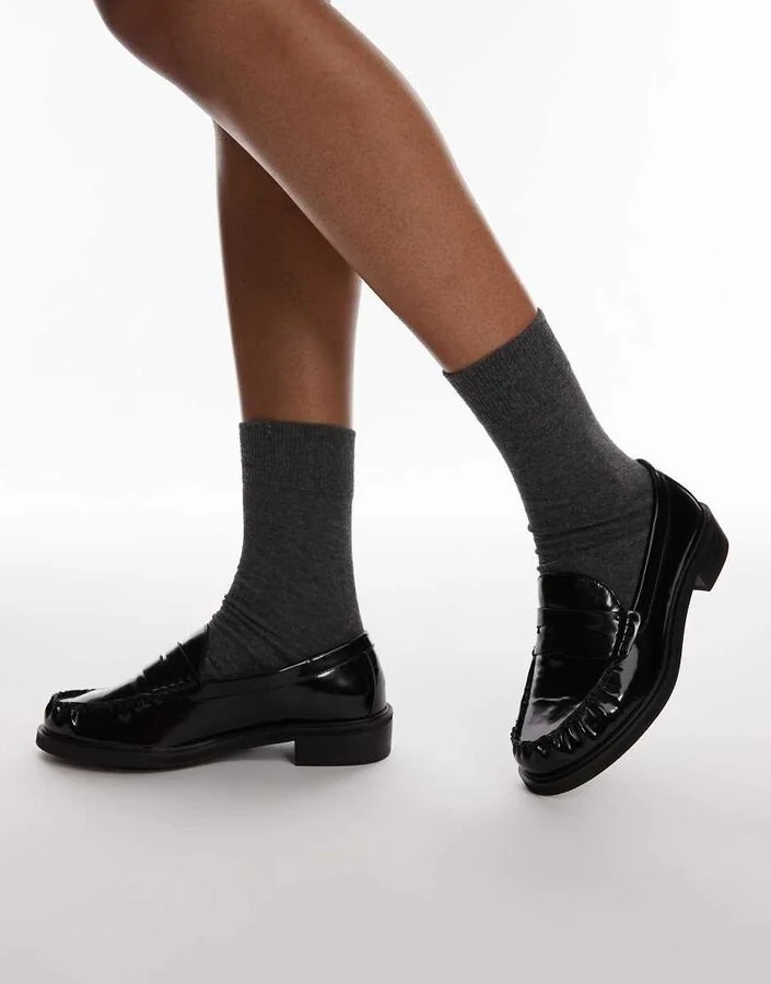 Topshop Carter loafers with ruched detail in black