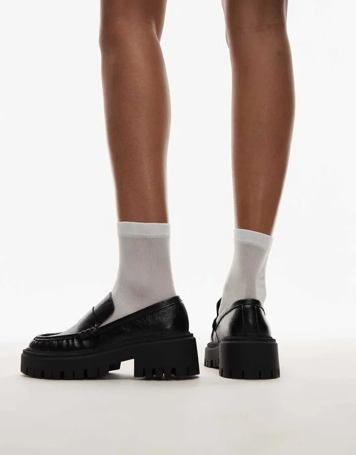Topshop Cecil chunky loafers in black - Image 3