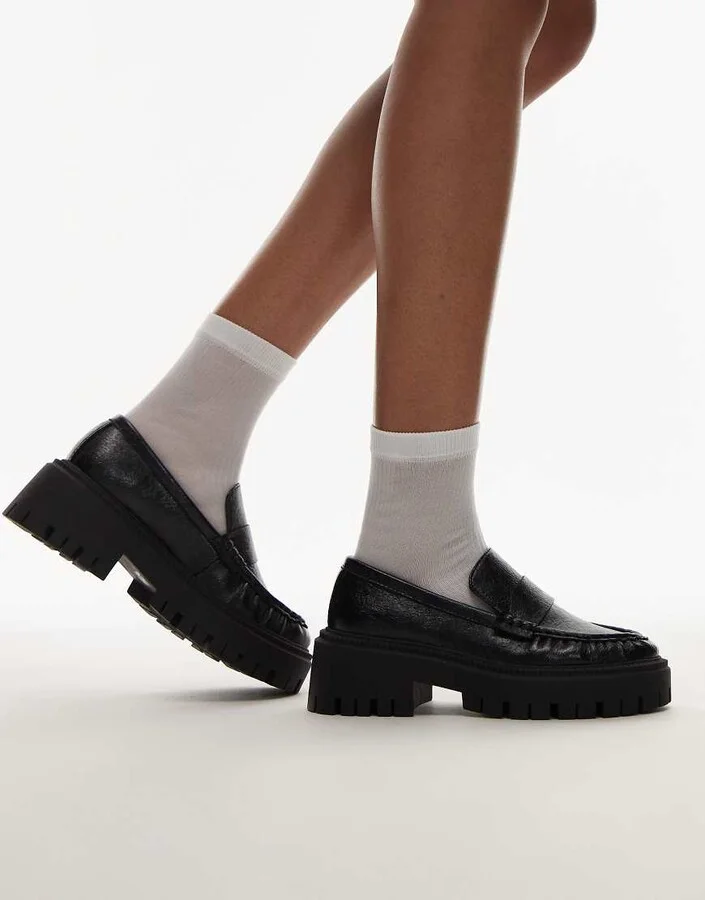 Topshop Cecil chunky loafers in black