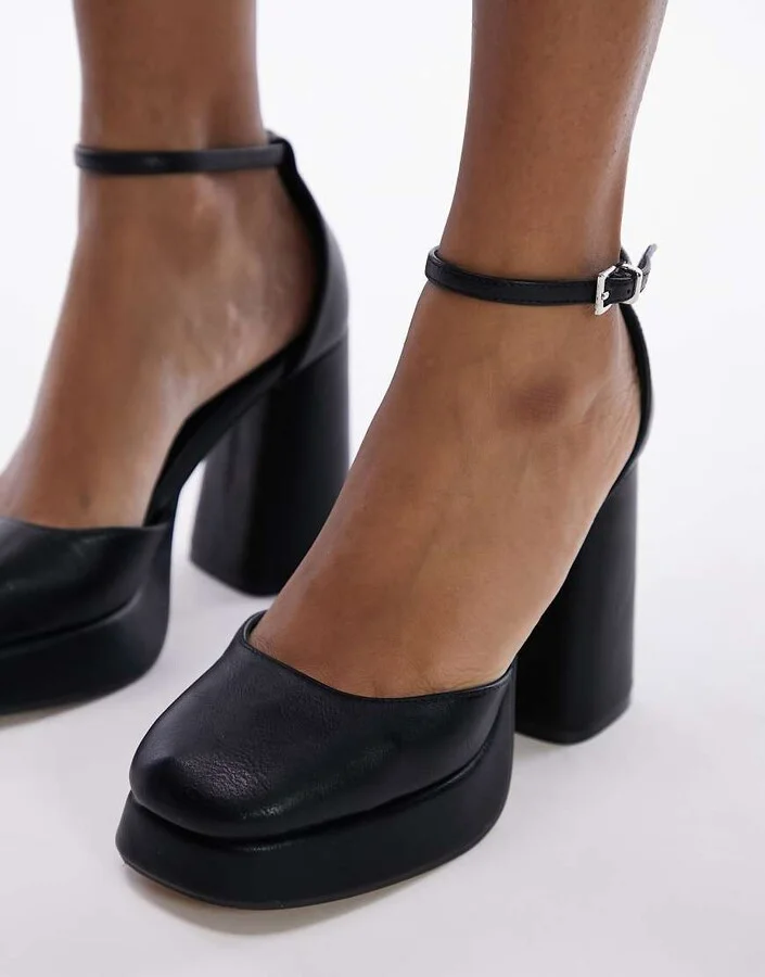 Topshop Daphne round toe heeled shoe in black - Image 2