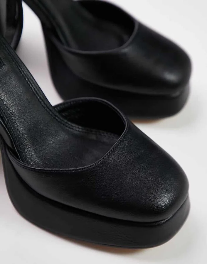 Topshop Daphne round toe heeled shoe in black - Image 3