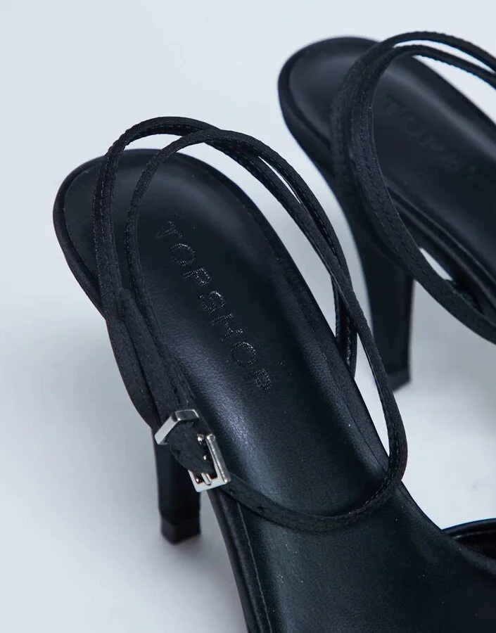 Topshop Demi cone heel pumps with tie in black - Image 2