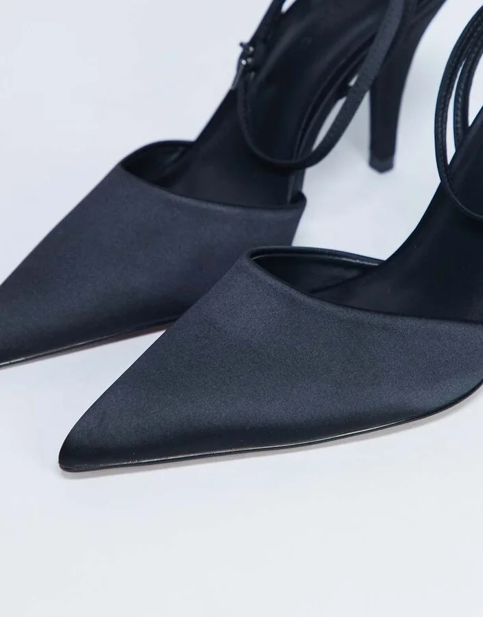 Topshop Demi cone heel pumps with tie in black - Image 3