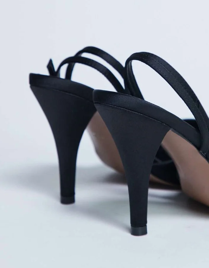 Topshop Demi cone heel pumps with tie in black - Image 4