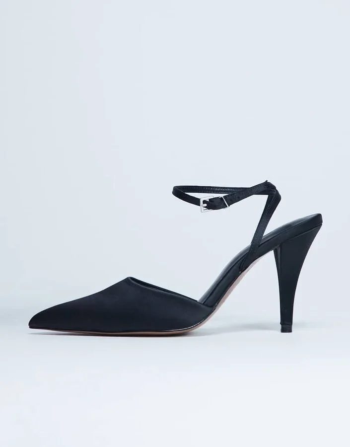 Topshop Demi cone heel pumps with tie in black