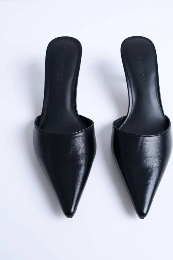 Topshop Dorota kitten heel pointed mule in black