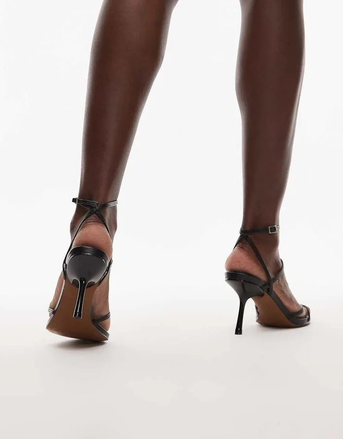 Topshop Fabian strappy heeled sandals in black - Image 2
