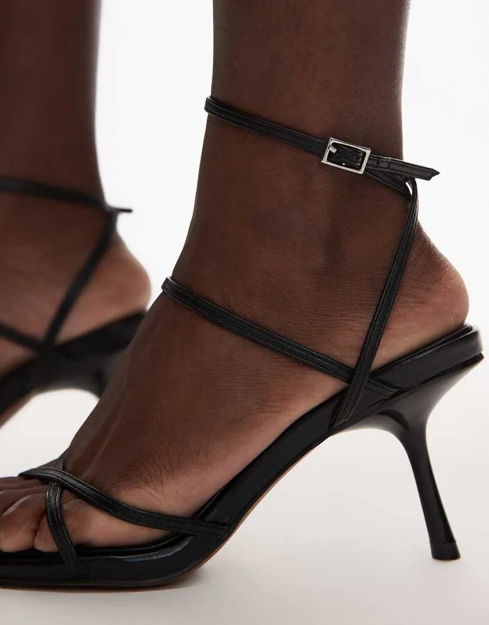 Topshop Fabian strappy heeled sandals in black - Image 3