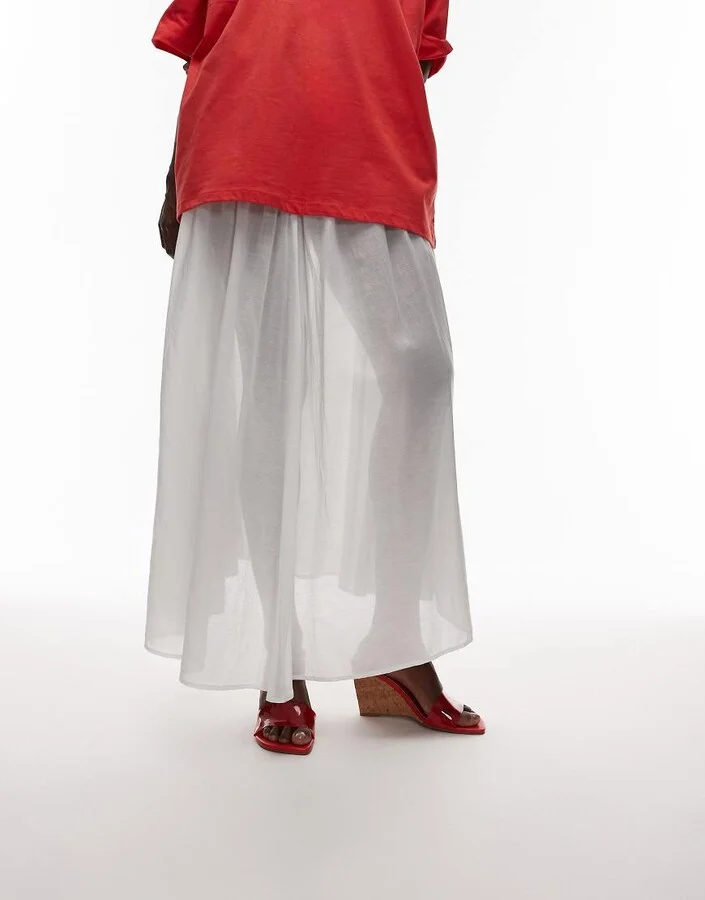 Topshop Farah high wedge heeled mule in red - Image 3