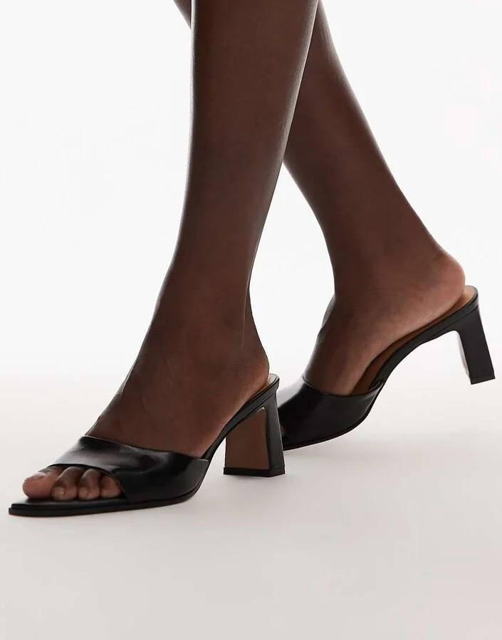 Topshop Freya heeled mules in black