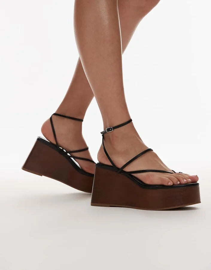 Topshop Hallie strappy wedges in black