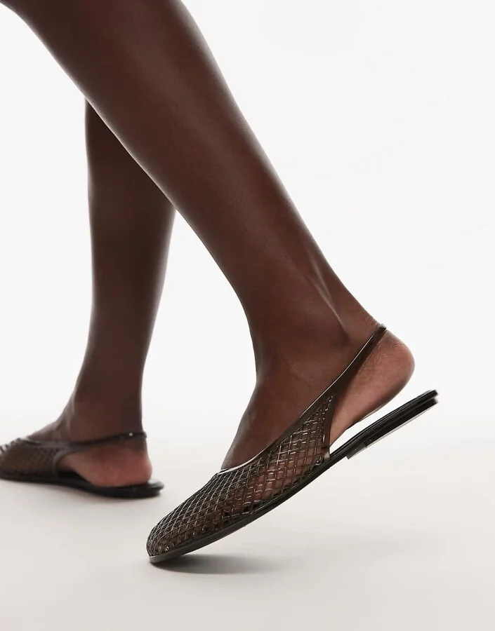 Topshop Harper jelly slingback ballet flats in black - Image 4