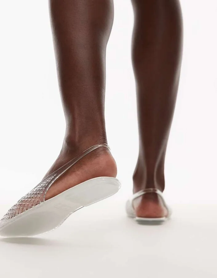 Topshop Harper jelly slingback ballet flats in clear - Image 3