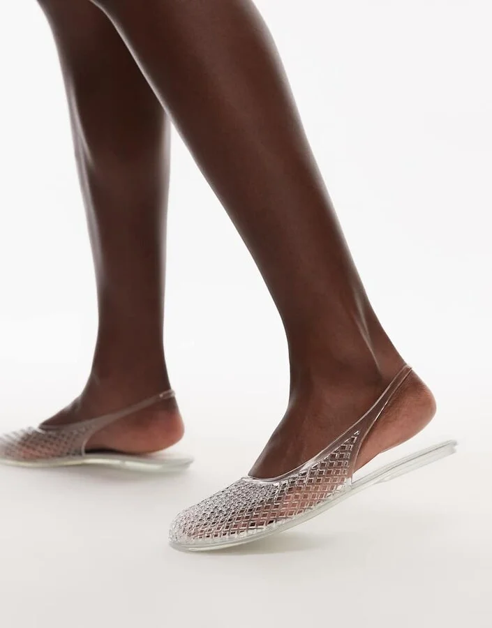 Topshop Harper jelly slingback ballet flats in clear - Image 4