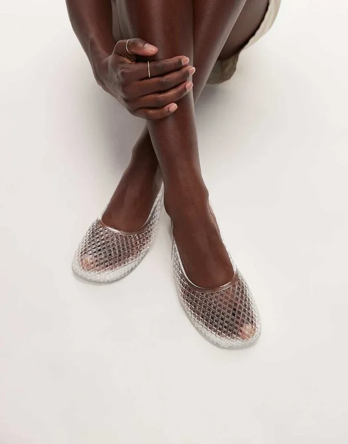 Topshop Harper jelly slingback ballet flats in clear