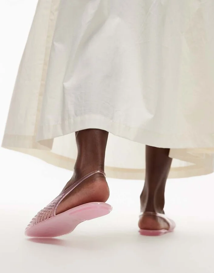 Topshop Harper jelly slingback ballet flats in pink - Image 3