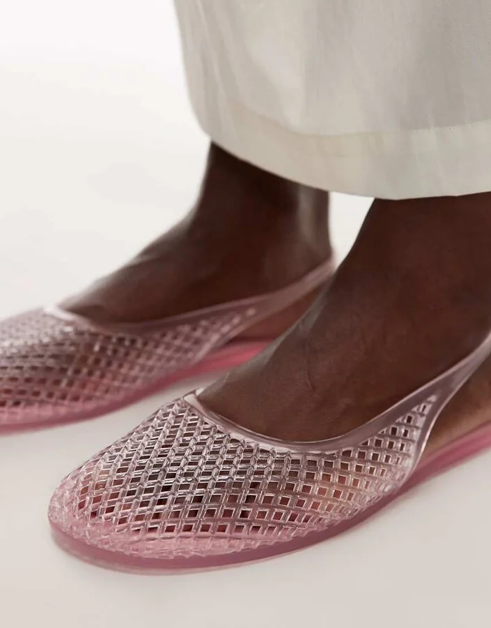 Topshop Harper jelly slingback ballet flats in pink - Image 4