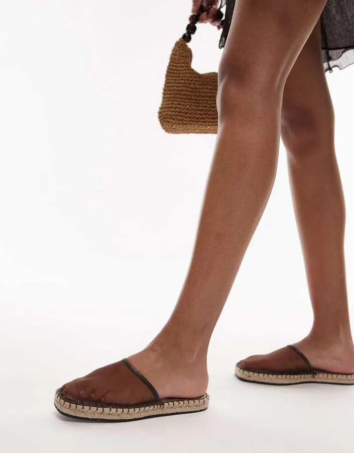 Topshop Harry espadrille mules in chocolate