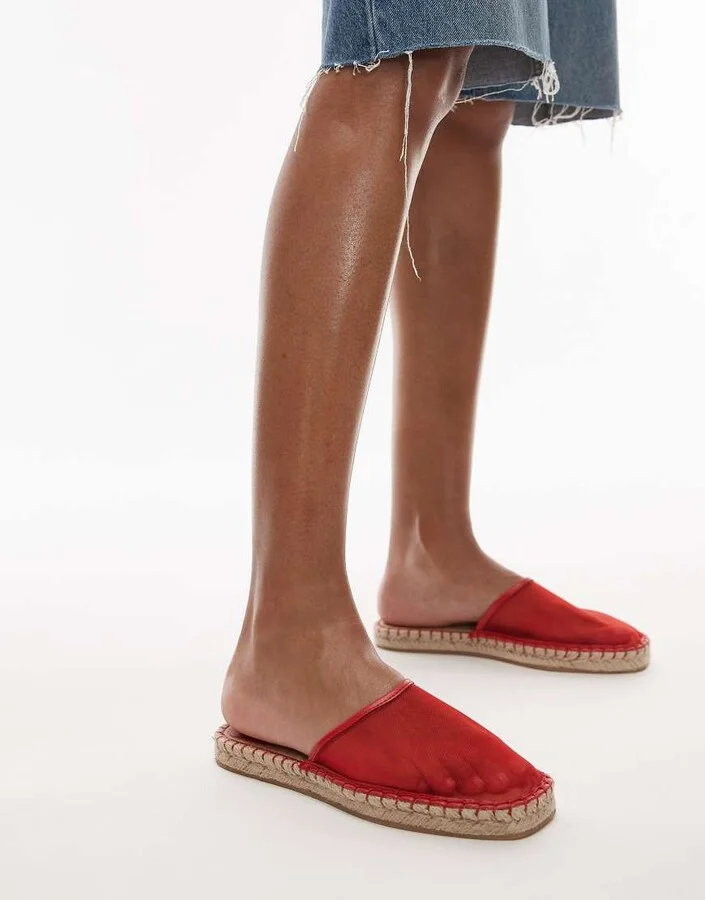 Topshop Harry espadrille mules in red - Image 3