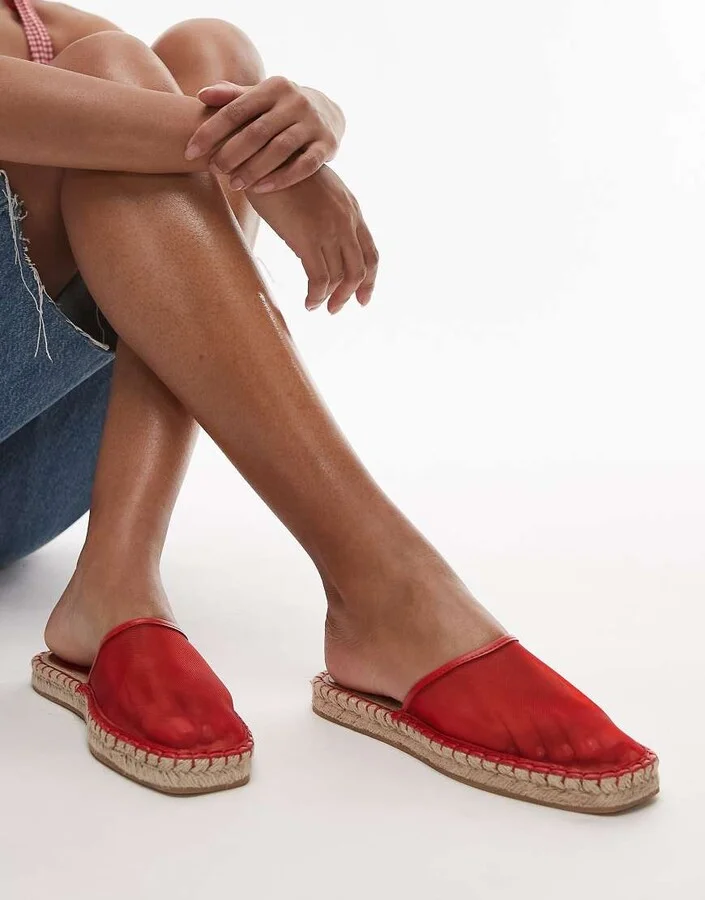 Topshop Harry espadrille mules in red