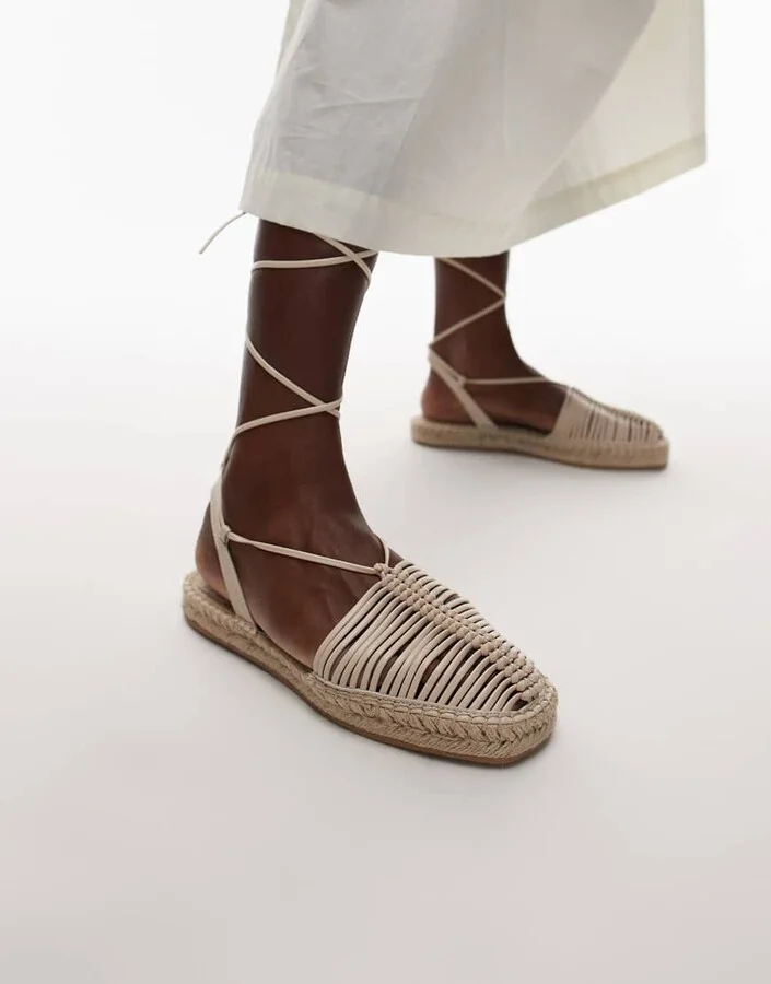 Topshop Helayna woven espadrilles in off white