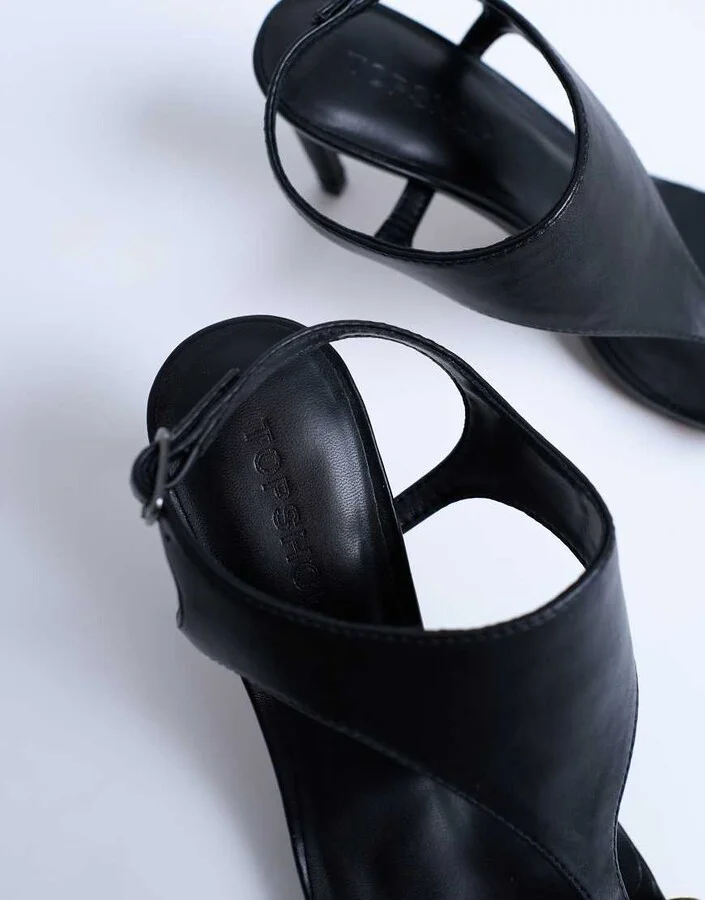 Topshop Iman toe loop heeled sandals in black - Image 3