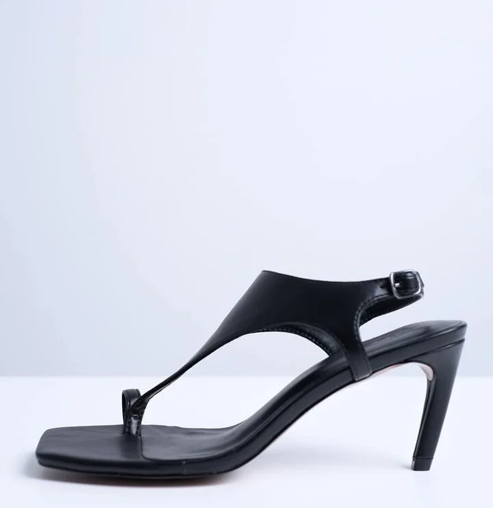 Topshop Iman toe loop heeled sandals in black