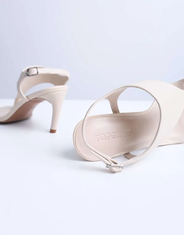 Topshop Iman toe loop heeled sandals in off white - Image 2