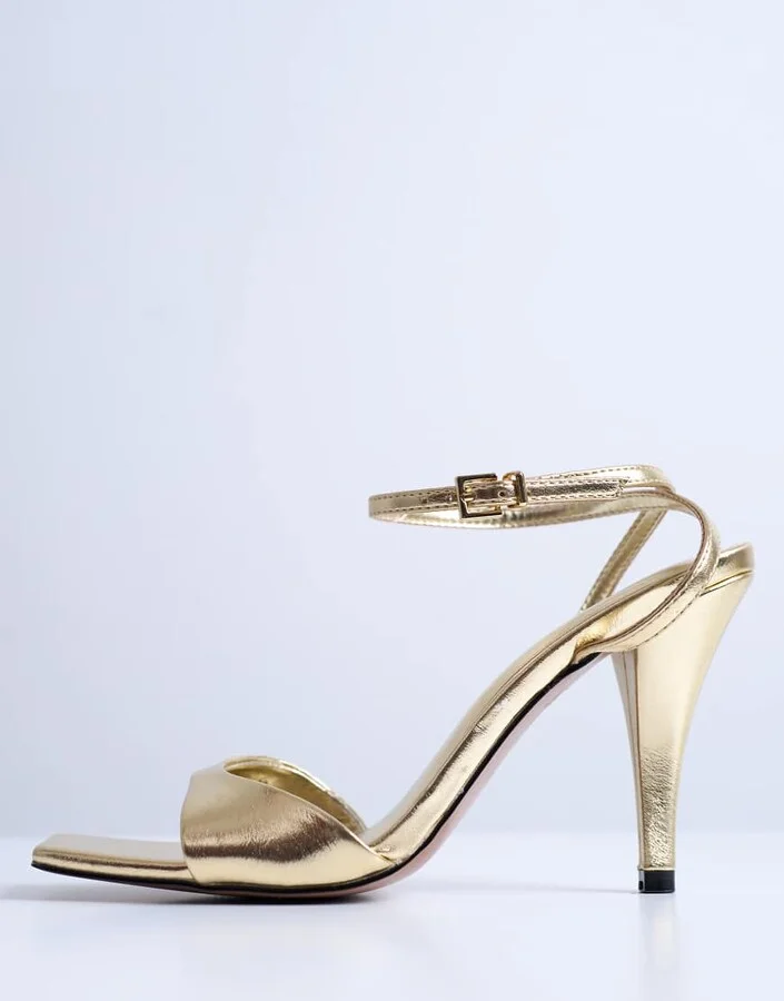 Topshop Immy cone heel sandals in gold - Image 2